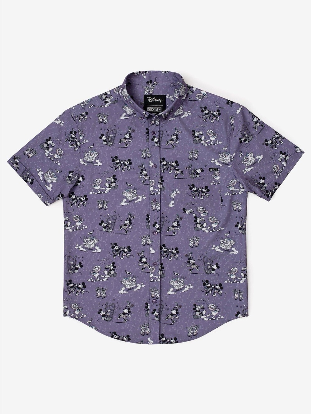 Disney100 x RSVLTS "Dancing Toons" Button-Up Shirt Purple Size Small